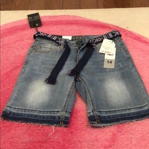 Denim biker shorts